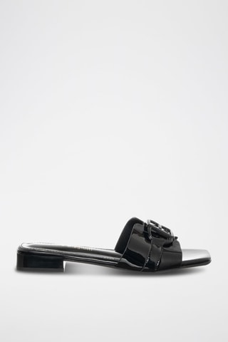 Mules em couro envernizado Preto