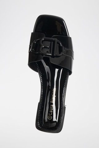 Mules em couro envernizado Preto