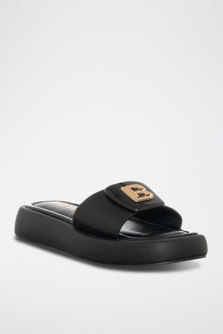 Mules com plataforma Preto
