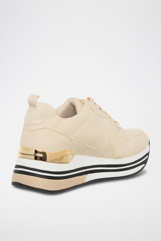 Platform Sneakers Beige en Goudkleurig