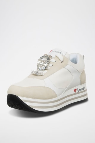 Vegan Leren Platform Sneakers - Ivoorkleurig - Braccialini