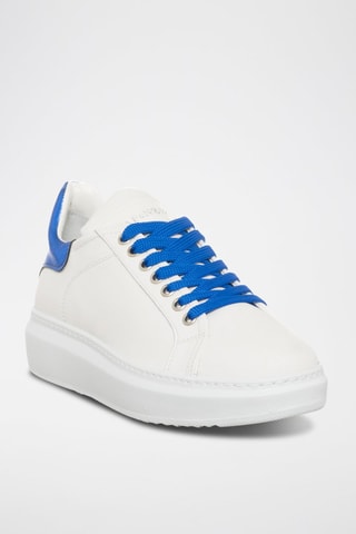 Sapatilhas em couro Branco e azul