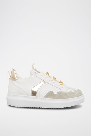 Sapatilhas em couro Branco e dourado
