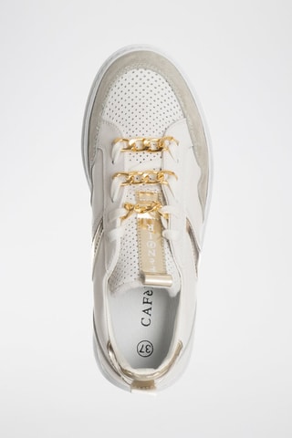Sapatilhas em couro Branco e dourado