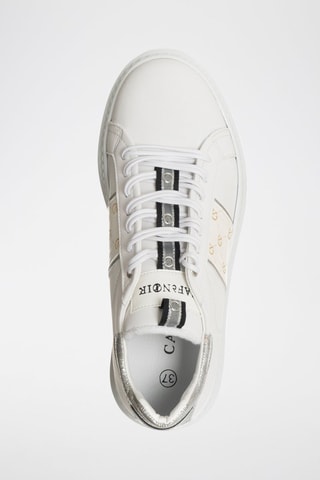 Kalfsleren Sneakers Wit en Zilverkleurig