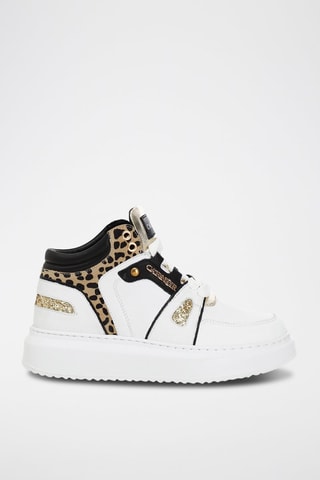 Leren Hoge Sneakers 
Wit
