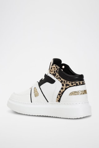Leren Hoge Sneakers 
Wit