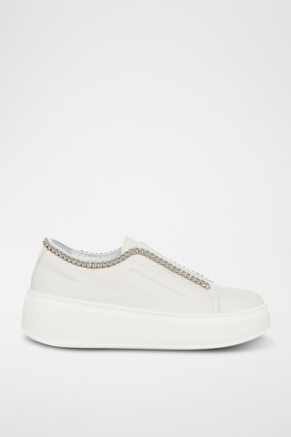 Slip-on com plataforma de couro - Branco - Loretta Pettinari
