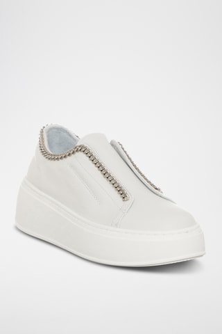 Slip-on com plataforma de couro - Branco - Loretta Pettinari
