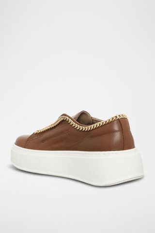 Slip-on com plataforma de couro - Camel - Loretta Pettinari