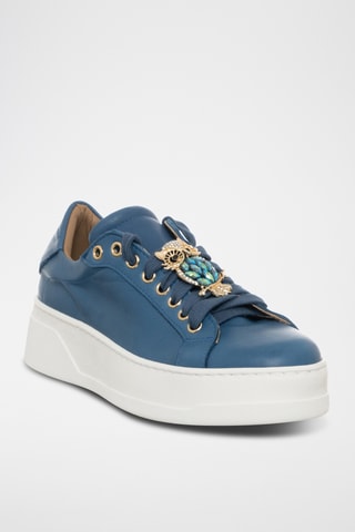 Leren Platform Sneakers - Marineblauw- Loretta Pettinari