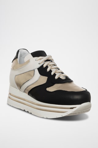 Kalfsleren Platform Sneakers - Zwart - Loretta Pettinari