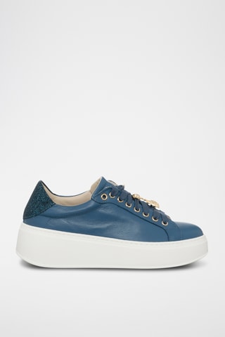 Leren Platform Sneakers - Petrolblauw - Loretta Pettinari