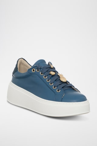 Leren Platform Sneakers - Petrolblauw - Loretta Pettinari