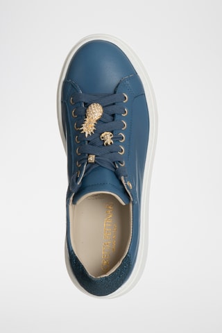 Leren Platform Sneakers - Petrolblauw - Loretta Pettinari