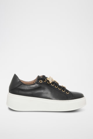 Kalfsleren Platform Sneakers - Zwart - Loretta Pettinari