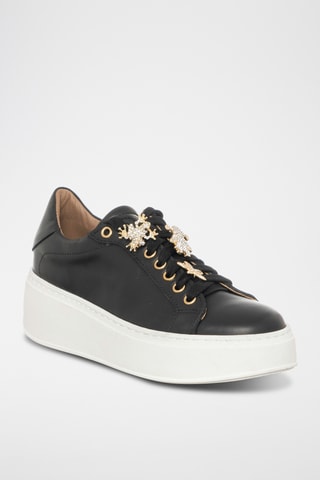 Kalfsleren Platform Sneakers - Zwart - Loretta Pettinari