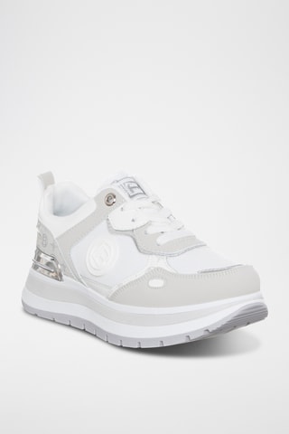 Platform Sneakers - Wit en Lichtgrjis - Laura Biagotti