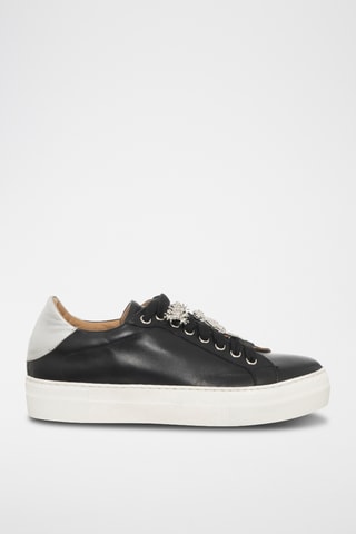 Kalfsleren Platform Sneakers - Zwart - Loretta Pettinari