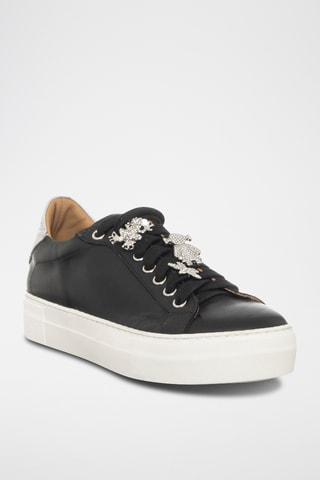 Kalfsleren Platform Sneakers - Zwart - Loretta Pettinari