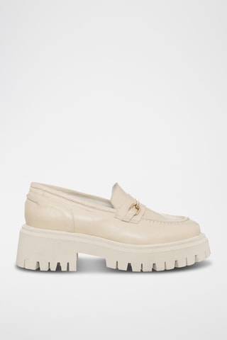 Mocassins com plataforma em couro - Bege - Loretta Pettinari