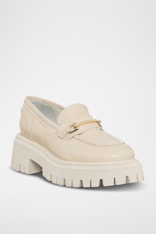Mocassins com plataforma em couro - Bege - Loretta Pettinari