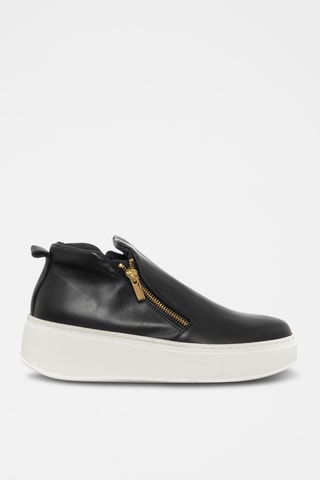 Kalfsleren Hoge Platform Sneakers - Zwart - Loretta Pettinari