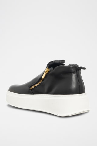 Kalfsleren Hoge Platform Sneakers - Zwart - Loretta Pettinari