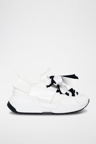Sapatilhas com plataforma de couro - Branco - Loretta Pettinari