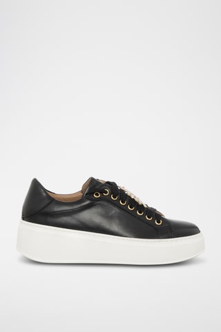 Kalfsleren Platform Sneakers - Zwart - Loretta Pettinari