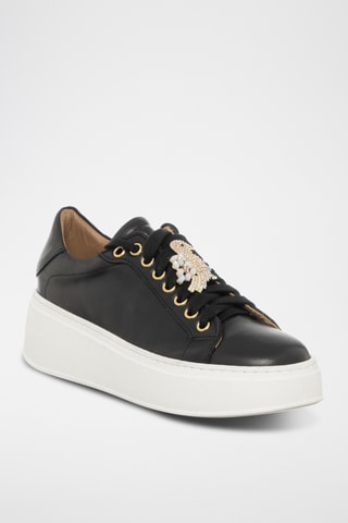 Kalfsleren Platform Sneakers - Zwart - Loretta Pettinari