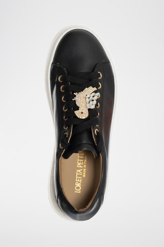 Kalfsleren Platform Sneakers - Zwart - Loretta Pettinari