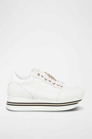 Kalfsleren Platform Sneakers - Wit - Loretta Pettinari