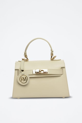 Leren Schoudertas - Beige en goudkleurig