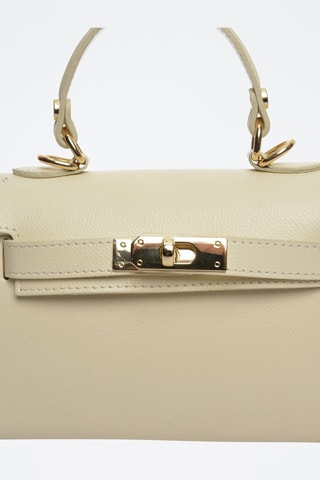 Leren Schoudertas - Beige en goudkleurig