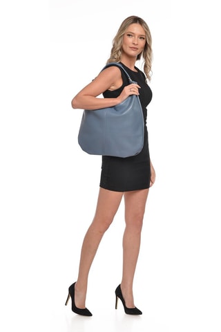 Leren Shopper - Blauw