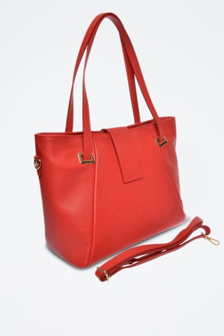 Leren Handtas - Rood en goudkleurig
