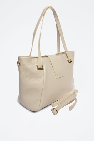 Leren Handtas - Beige en goudkleurig