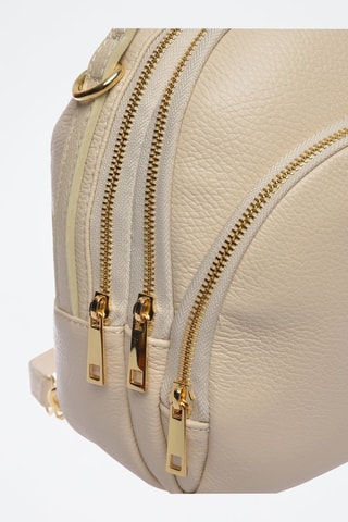Leren Rugtas - Beige en goudkleurig