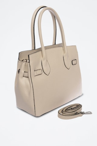 Leren Handtas - Beige en goudkleurig