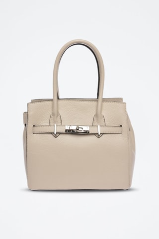 Leren Handtas - Beige en goudkleurig
