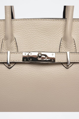 Leren Handtas - Beige en goudkleurig