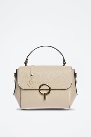 Leren Handtas - Beige en goudkleurig