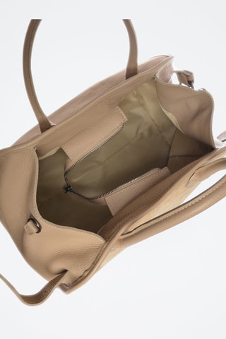 Leren Handtas - Beige en zilverkleurig