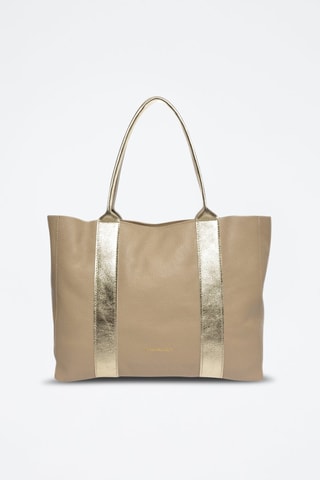 Leren Shopper - Beige en goudkleurig