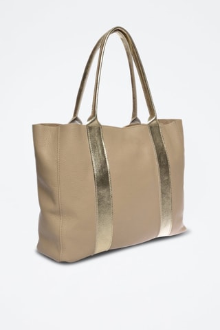Leren Shopper - Beige en goudkleurig