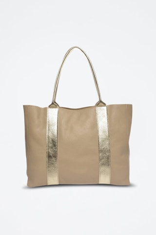 Leren Shopper - Beige en goudkleurig