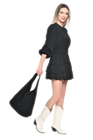 Nubuck Trendy Handtas - Anna Luchini - Zwart