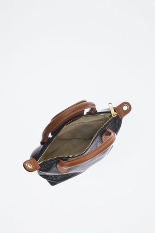 Leren Handtas - Zwart, bruin en goudkleurig