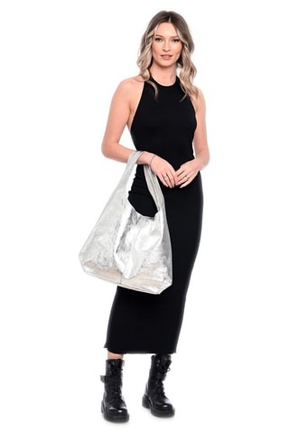Leren Shopper - Luisa Vannini - Zilverkleurig